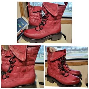 NIB A.S.98 Lockwood Cardinal Red Moto Combat Boots 37 And 39